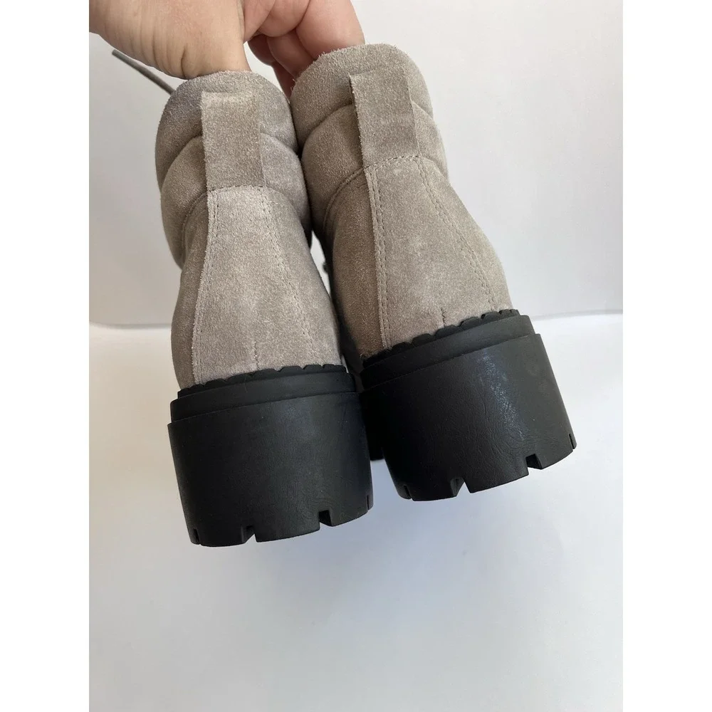 Marc Fisher MLNairy Grey Suede Shearling Ankle Boot‎ SZ 8M Biker Lugg Wool $250 - Picture 8 of 16